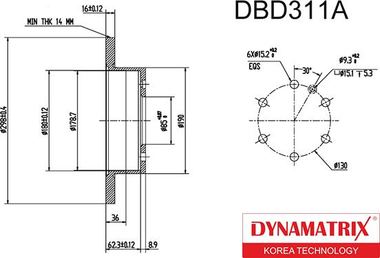 Dynamatrix DBD311A - Тормозной диск autospares.lv