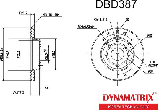 Dynamatrix DBD387 - Тормозной диск autospares.lv