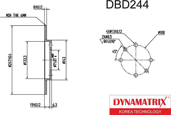Dynamatrix DBD244 - Тормозной диск autospares.lv