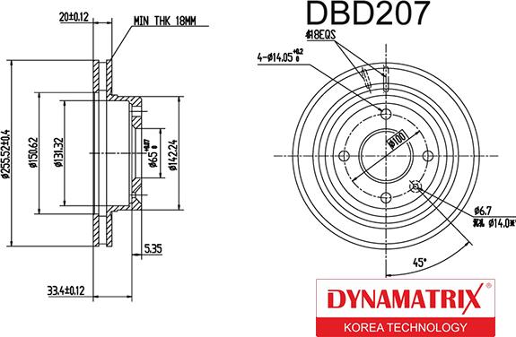 Dynamatrix DBD207 - Тормозной диск autospares.lv