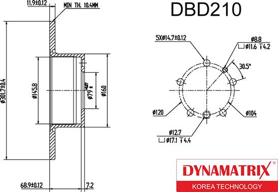 Dynamatrix DBD210 - Тормозной диск autospares.lv