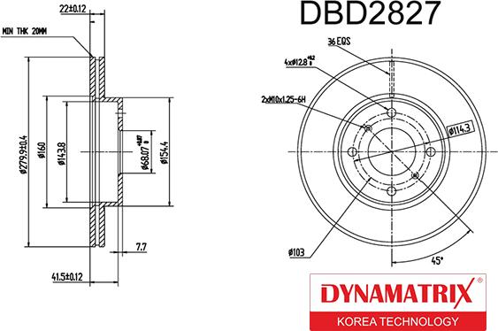 Dynamatrix DBD2827 - Тормозной диск autospares.lv