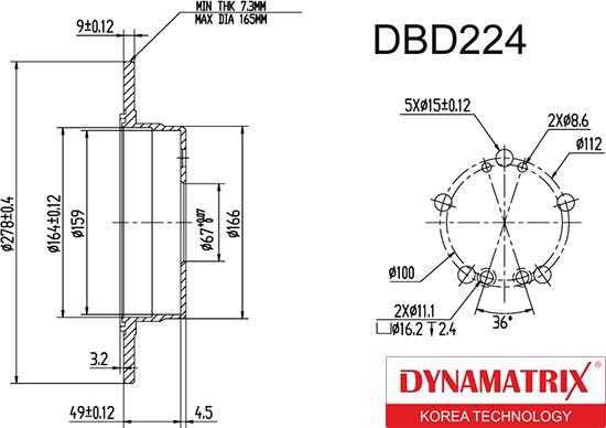 Dynamatrix DBD224 - Тормозной диск autospares.lv