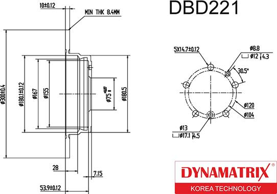 Dynamatrix DBD221 - Тормозной диск autospares.lv