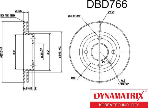 Dynamatrix DBD766 - Тормозной диск autospares.lv