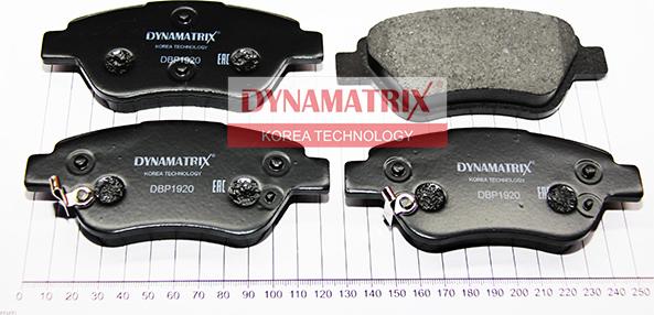 Dynamatrix DBP1920 - Тормозные колодки, дисковые, комплект autospares.lv