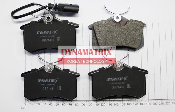 Dynamatrix DBP1481 - Тормозные колодки, дисковые, комплект autospares.lv