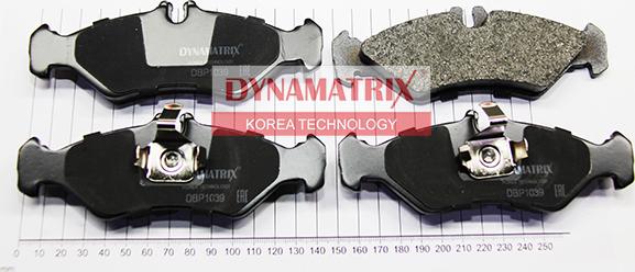 Dynamatrix DBP1039 - Тормозные колодки, дисковые, комплект autospares.lv