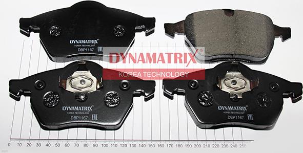 Dynamatrix DBP1167 - Тормозные колодки, дисковые, комплект autospares.lv