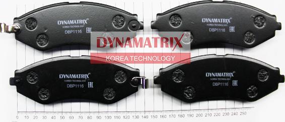 Dynamatrix DBP1116 - Тормозные колодки, дисковые, комплект autospares.lv