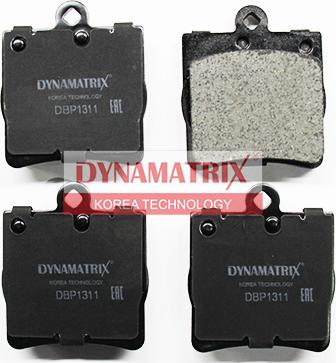 Dynamatrix DBP1311 - Тормозные колодки, дисковые, комплект autospares.lv