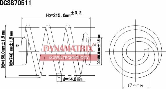 Dynamatrix DCS870511 - Пружина ходовой части autospares.lv