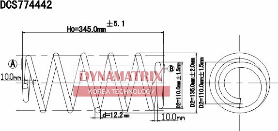 Dynamatrix DCS774442 - Пружина ходовой части autospares.lv