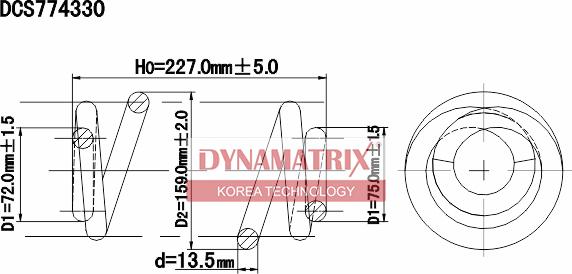 Dynamatrix DCS774330 - Пружина ходовой части autospares.lv