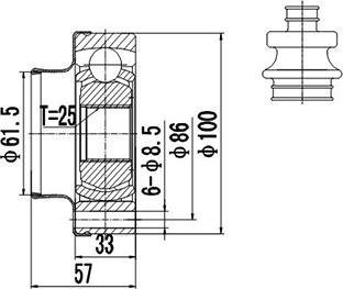 Dynamatrix DCV648004 - Шарнирный комплект, ШРУС, приводной вал autospares.lv