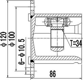 Dynamatrix DCV654004 - Шарнирный комплект, ШРУС, приводной вал autospares.lv