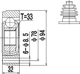 Dynamatrix DCV603004 - Шарнирный комплект, ШРУС, приводной вал autospares.lv