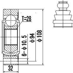 Dynamatrix DCV603001 - Шарнирный комплект, ШРУС, приводной вал autospares.lv