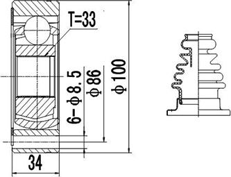 Dynamatrix DCV603003 - Шарнирный комплект, ШРУС, приводной вал autospares.lv