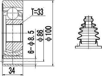 Dynamatrix DCV603011 - Шарнирный комплект, ШРУС, приводной вал autospares.lv