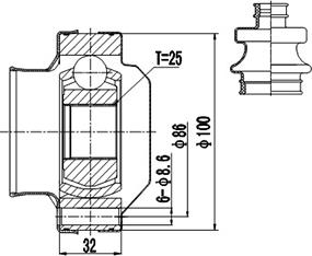 Dynamatrix DCV602005 - Шарнирный комплект, ШРУС, приводной вал autospares.lv