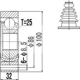 Dynamatrix DCV618001 - Шарнирный комплект, ШРУС, приводной вал autospares.lv