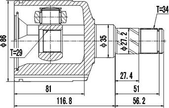 Dynamatrix DCV612003 - Шарнирный комплект, ШРУС, приводной вал autospares.lv