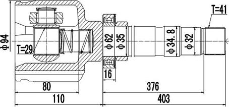 Dynamatrix DCV617020 - Шарнирный комплект, ШРУС, приводной вал autospares.lv