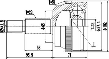 Dynamatrix DCV844026 - Шарнирный комплект, ШРУС, приводной вал autospares.lv