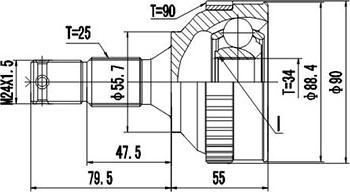 Dynamatrix DCV845004 - Шарнирный комплект, ШРУС, приводной вал autospares.lv