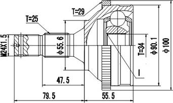 Dynamatrix DCV845005 - Шарнирный комплект, ШРУС, приводной вал autospares.lv