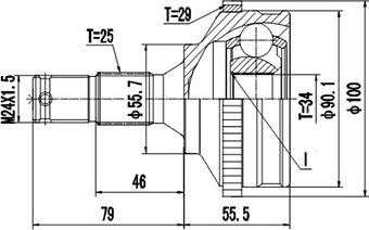 Dynamatrix DCV845003 - Шарнирный комплект, ШРУС, приводной вал autospares.lv