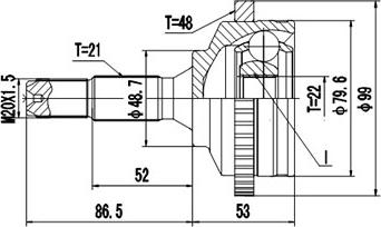 Dynamatrix DCV845033 - Шарнирный комплект, ШРУС, приводной вал autospares.lv