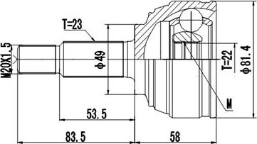 Dynamatrix DCV841047 - Шарнирный комплект, ШРУС, приводной вал autospares.lv