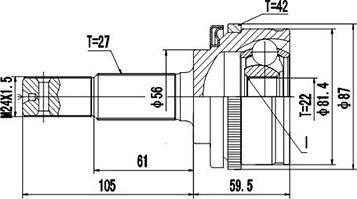 Dynamatrix DCV841010 - Шарнирный комплект, ШРУС, приводной вал autospares.lv