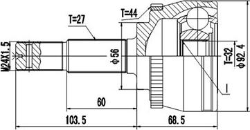 Dynamatrix DCV841028 - Шарнирный комплект, ШРУС, приводной вал autospares.lv