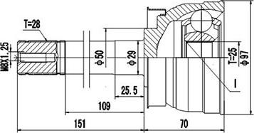 Dynamatrix DCV841100 - Шарнирный комплект, ШРУС, приводной вал autospares.lv