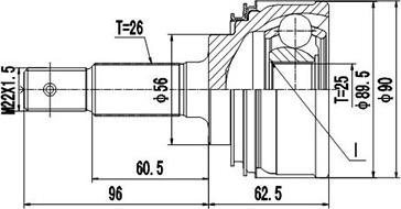 Dynamatrix DCV859056 - Шарнирный комплект, ШРУС, приводной вал autospares.lv