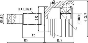 Dynamatrix DCV859107 - Шарнирный комплект, ШРУС, приводной вал autospares.lv