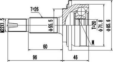 Dynamatrix DCV859232 - Шарнирный комплект, ШРУС, приводной вал autospares.lv