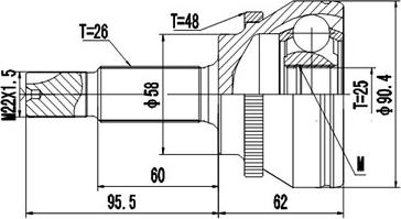 Dynamatrix DCV859226 - Шарнирный комплект, ШРУС, приводной вал autospares.lv