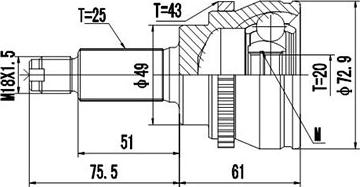 Dynamatrix DCV857105 - Шарнирный комплект, ШРУС, приводной вал autospares.lv