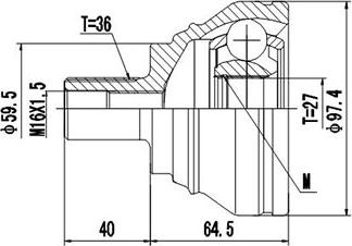 Dynamatrix DCV861045 - Шарнирный комплект, ШРУС, приводной вал autospares.lv