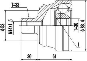 Dynamatrix DCV803051 - Шарнирный комплект, ШРУС, приводной вал autospares.lv