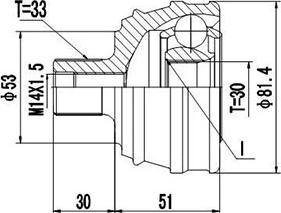 Dynamatrix DCV803008 - Шарнирный комплект, ШРУС, приводной вал autospares.lv