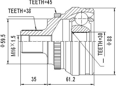 Dynamatrix DCV803016 - Шарнирный комплект, ШРУС, приводной вал autospares.lv