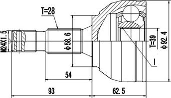 Dynamatrix DCV810098 - Шарнирный комплект, ШРУС, приводной вал autospares.lv