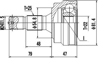 Dynamatrix DCV810001 - Шарнирный комплект, ШРУС, приводной вал autospares.lv