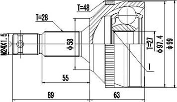 Dynamatrix DCV810008 - Шарнирный комплект, ШРУС, приводной вал autospares.lv