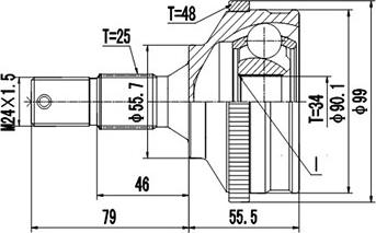 Dynamatrix DCV810086 - Шарнирный комплект, ШРУС, приводной вал autospares.lv